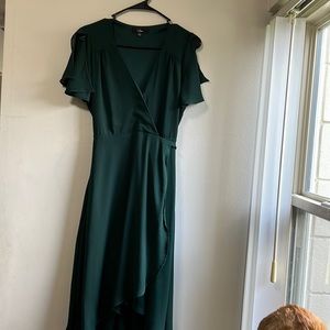 Lulus forest green wrap around dress